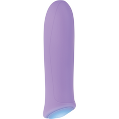 Side angle of Purple Haze rechargeable bullet vibrator highlighting smooth tapered tip