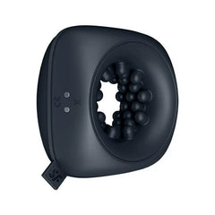 Side angle of Ring Stroker revealing charging port and control buttons on smooth body