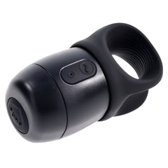 Side-angle view of Wet It Be stroker highlighting two control buttons and textured ring