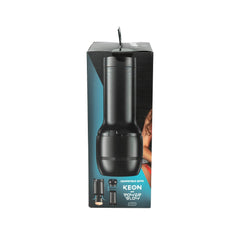 Side view of black casing showing Keon and Power Blow compatibility icons on retail box