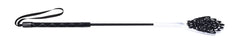 Side view of black fiberglass shaft with braided handle grip and nylon wrist loop