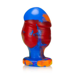 Side detail of Oxballs HONCHO-2 medium plug highlighting sculpted ridges and bold color blend