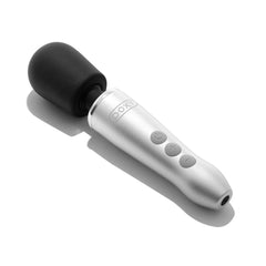 Side view of Doxy Go wand massager highlighting three control buttons and charging port