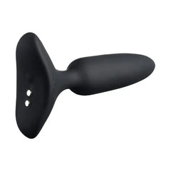 Side view of Lovense Hush 2 butt plug highlighting magnetic charging contacts on base