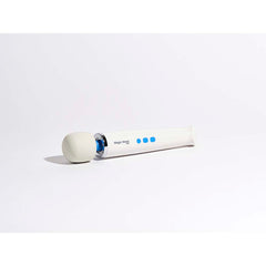 Side view of Magic Wand Mini showing rounded massager head and chrome neck connector detail