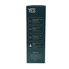 Side panel listing four key benefits of YES COCO including nourishing coconut oil formula