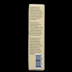 Side panel of Sea Jasmine roll-on box with English, French, and Spanish fragrance description