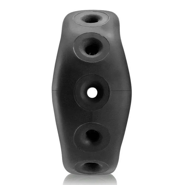Side profile of AIR cock ring displaying symmetrical air-channel ports along edges
