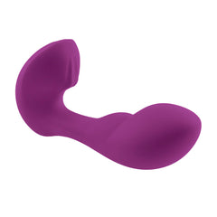 Side profile of Arch G-spot vibrator lying flat, highlighting dual-stimulation shape