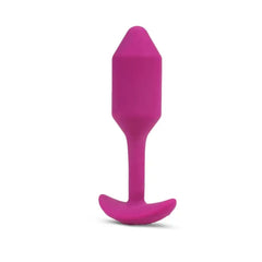 Side profile of b-Vibe Snug Plug highlighting slim neck and curved anchor base design