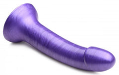 Side profile of G-Tastic purple dildo highlighting smooth curved g-spot angle