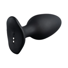 Side profile of Hush 2 butt plug revealing magnetic charging pins on the flat base