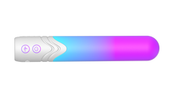 Side profile of Illumination Bullet Vibrator in blue-purple gradient with wave-textured handle and two buttons