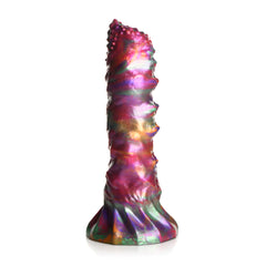 Side profile of Larva Silicone Dildo showing ridged shaft texture and wide suction-cup base