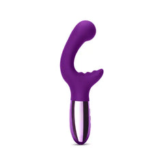 Side profile of Le Wand XO rabbit vibrator showing curved tip and clitoral arm