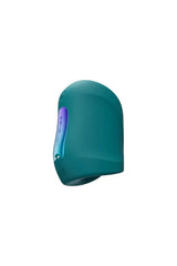 Side profile of Lovense Gush 2 glans massager highlighting illuminated purple LED accent strip
