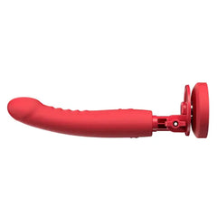 Side profile of Mission 2 red vibrator with curved shaft and pivoting suction cup mount
