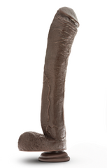 Side profile of Mr. Ed 13" realistic dildo in chocolate, showing textured shaft detail