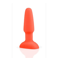 Side profile of orange b-Vibe Rimming Plug 2 showing tapered shape and flared base