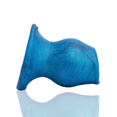Side profile of Pighole Morph-4 XL hollow plug showing sculpted silicone body with marbled blue texture
