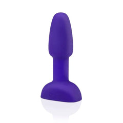 Side profile of purple silicone b-Vibe Rimming Petite Plug showing tapered shape and base