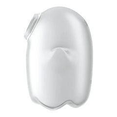 Side profile of Satisfyer Glowing Ghost in white silicone, highlighting smooth rounded body shape