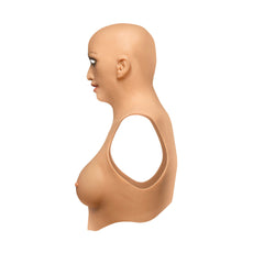 Side profile of silicone head and chest form showing open-arm fit and sculpted jawline
