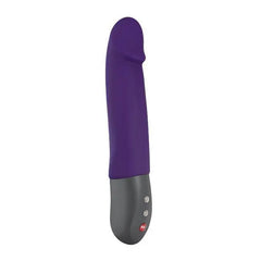 Side profile of Stronic Real Pulsator II highlighting smooth matte purple silicone texture