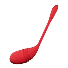 Side profile of Vulse showing elongated flexible arm and ribbed egg body in red