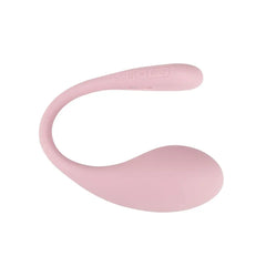 Side view of Spot by Kiiroo pink silicone vibrator with embossed branding on arm