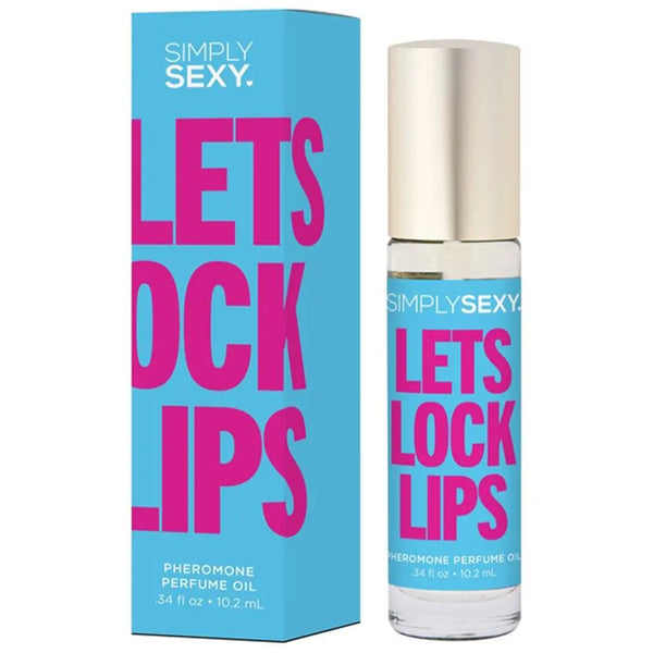 Simply Sexy Let's Lock Lips pheromone perfume oil roller bottle with teal gift box