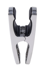 Single silver metallic clothes pin open, showing silicone-lined interior grips in detail