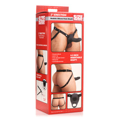 Size Matters 2-Inch Erection Sheath retail box showing product features and harness detail images