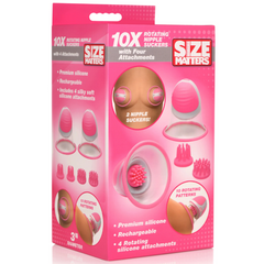 Size Matters Rotating Nipple Suckers retail box showing full kit contents and key features
