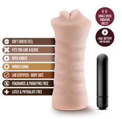 Skye stroker feature callout ribbed canal body-safe latex-free material with vibrating bullet