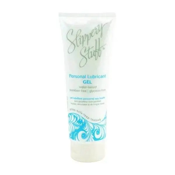 Slippery Stuff Personal Lubricant Gel in a soft white 8 oz squeeze tube, water-based formula