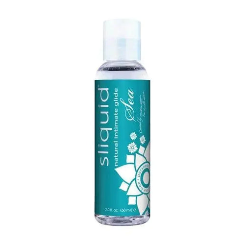 Sliquid Sea natural intimate glide in a clear 2 oz flip-top bottle with teal label