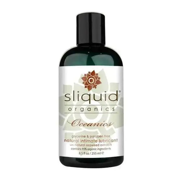 Sliquid Organics Oceanics natural intimate lubricant, 8.5 fl oz dark green bottle with pump