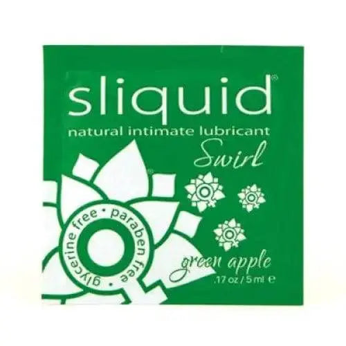 Sliquid Swirl green apple flavored intimate lubricant single-use foil packet, 5ml