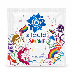 Sliquid Sparkle Pride edition H2O lubricant pillow packet, 5ml, rainbow festival artwork