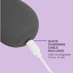 Close-up of Smokin' Rose Vibe base with USB charging cable connected, highlighting rechargeable design