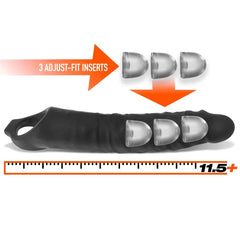 Snake sheath with 3 clear adjust-fit inserts and 11.5-inch ruler scale shown