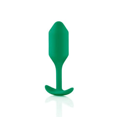Snug Plug 2 by b-Vibe in green silicone with slim neck and anchor base, side angle