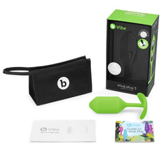 Snug Plug 3 shown with storage pouch, user guide, anal play booklet, and retail box