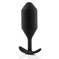 Snug Plug 5 by b-Vibe, slightly angled view highlighting smooth matte black silicone finish