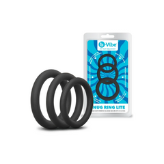 Snug Ring Lite 3-pack shown beside branded b-Vibe retail packaging with ring display