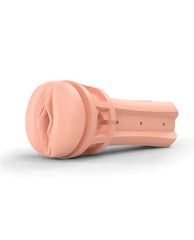 Soft-skin sleeve of the Opus E masturbator laid flat revealing side suction ports