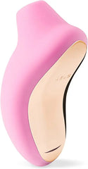 Sona Cruise pink massager angled view highlighting smooth silicone finish and gold base