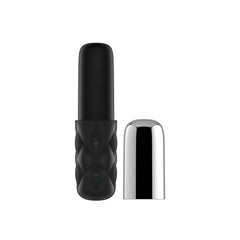 Sparkling Darling bullet vibrator with chrome cap removed, showing textured silicone handle