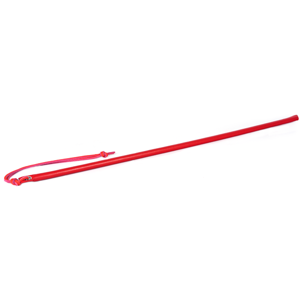 Spartacus 24" red leather wrapped cane with wrist loop, slim tapered shaft